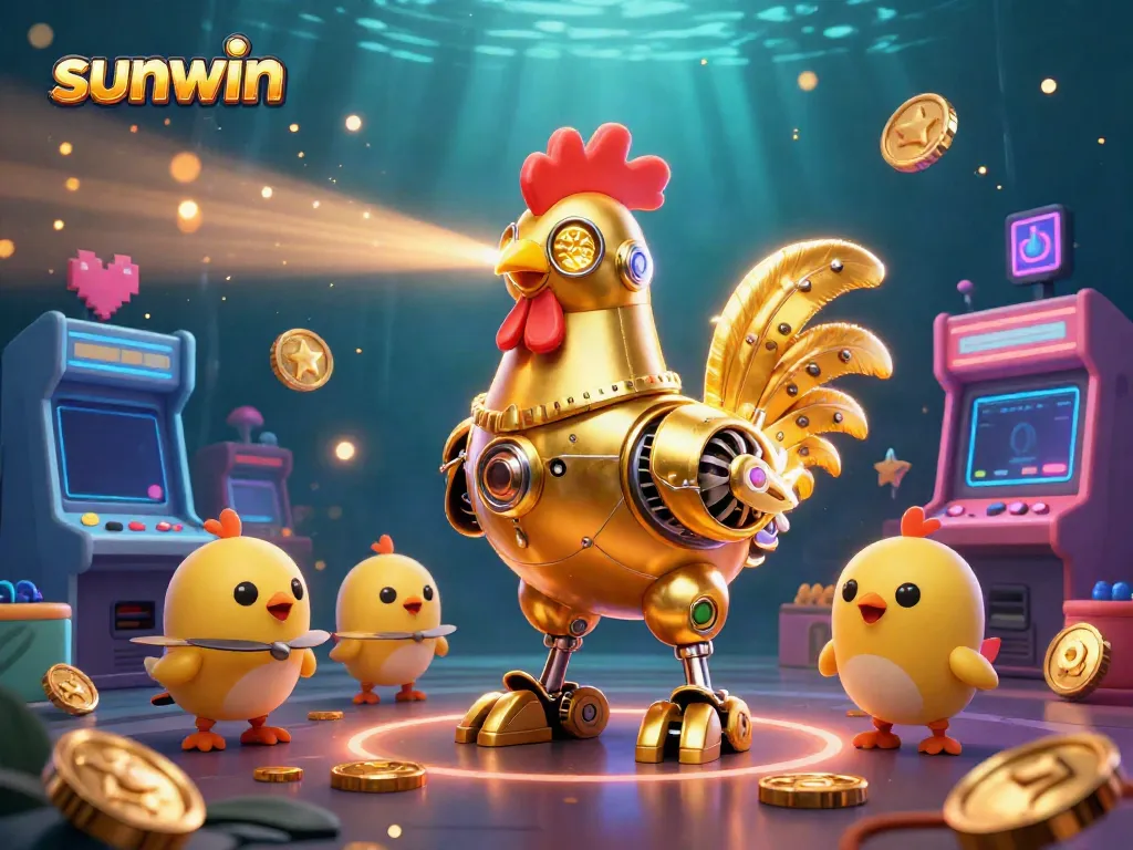 Experience thrilling gameplay with sunwin in a vibrant 3D arcade and casino environment, showcasing engaging characters.