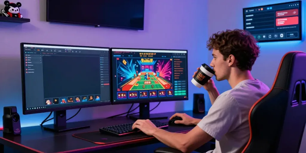 Exciting online gaming scene at https://nbet.page/ featuring user interacting with live casino games.
