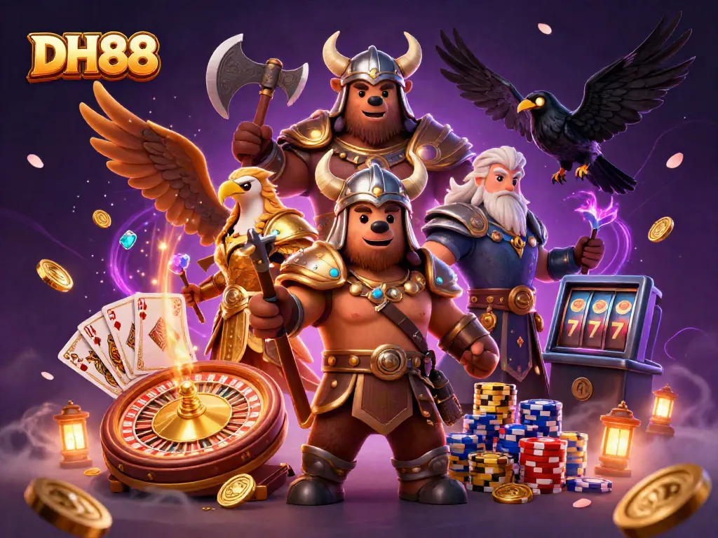 Experience thrilling gameplay at DH88 with our vibrant characters and captivating casino elements.