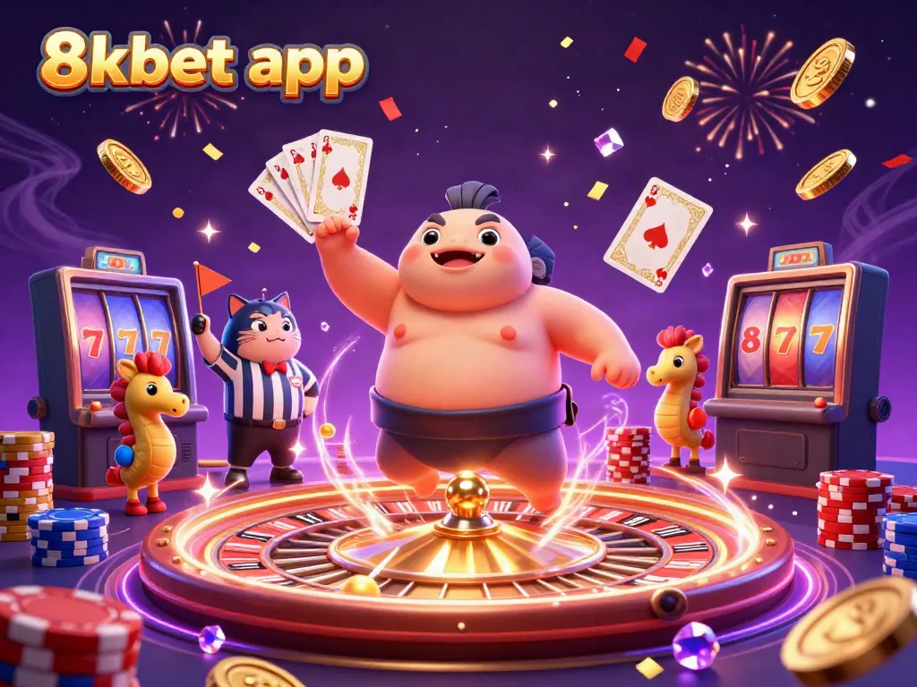 Experience the excitement of the 8xbet app with animated casino characters in a vibrant underwater ring.