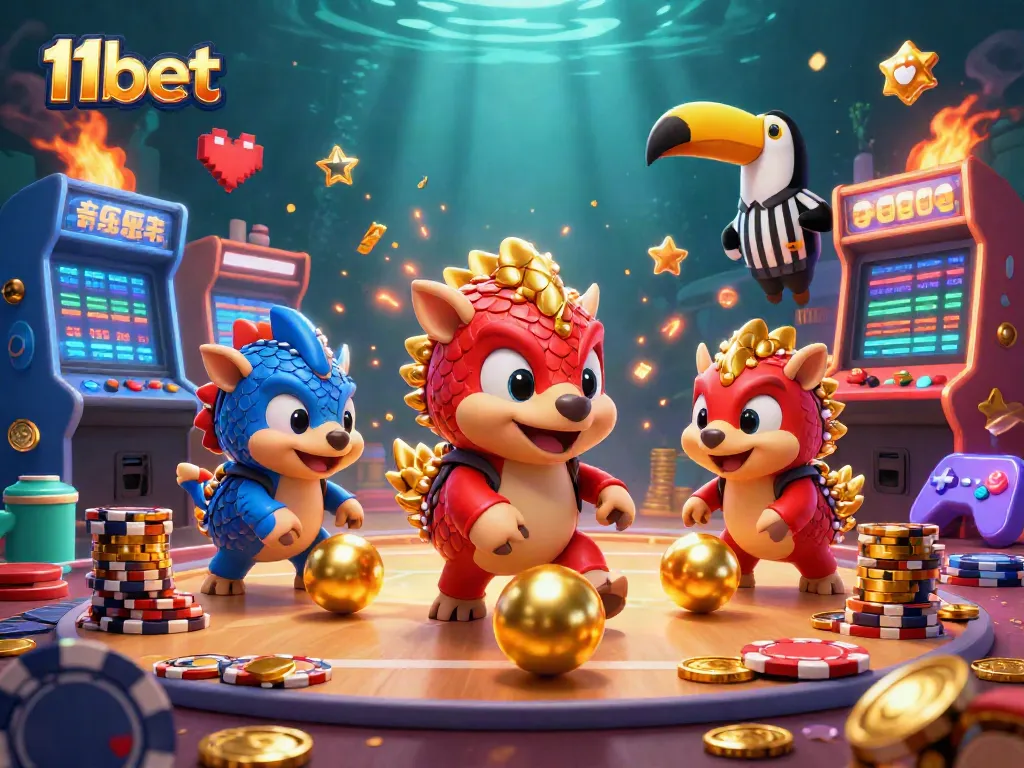 Engage with 11bet's thrilling 3D casino adventure featuring vibrant pangolins and poker action.