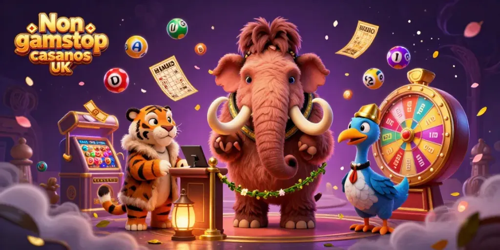 Experience Non gamstop casinos UK with vibrant gaming elements and colorful characters.
