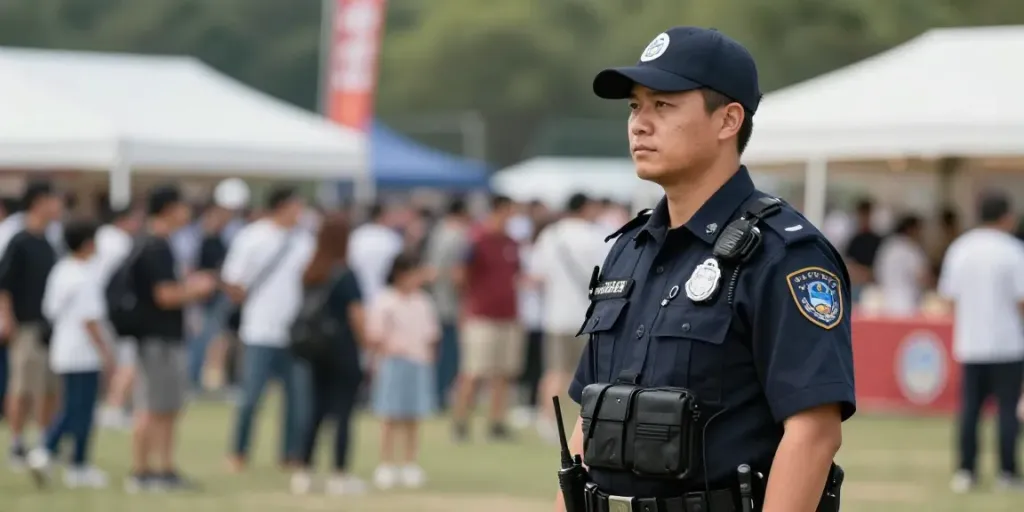 Security at community event by licensed professional, ensuring safety for local services.