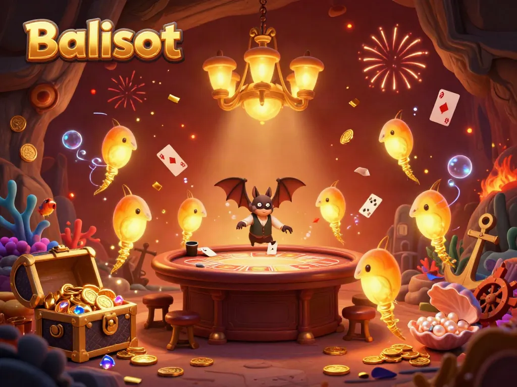 Experience the thrilling ambiance of Balislot's cave casino with glowing glowworms and a bat dealer.
