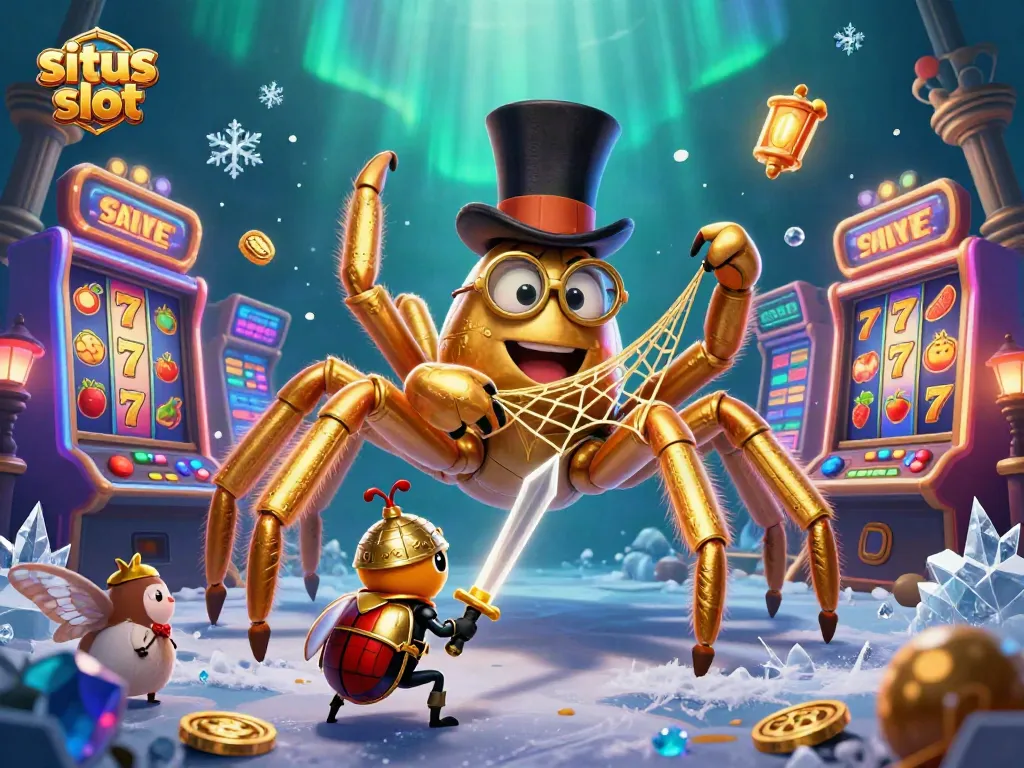 Engage with the excitement of situs slot, as charming characters navigate a vibrant casino world filled with jackpots.