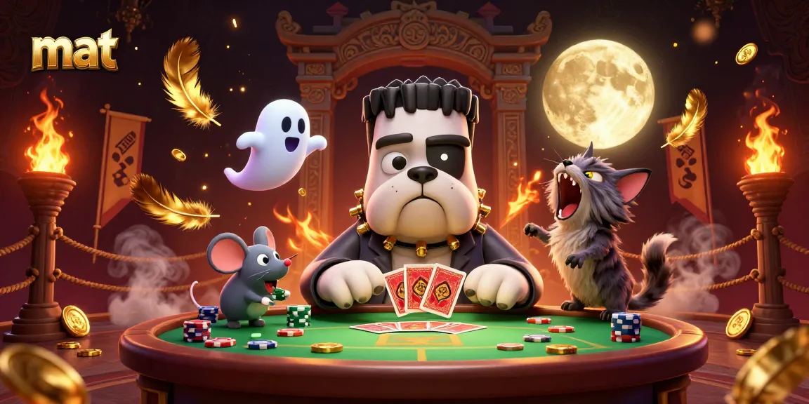 Experience the thrill of betting with mat at a haunted casino table featuring unique characters.