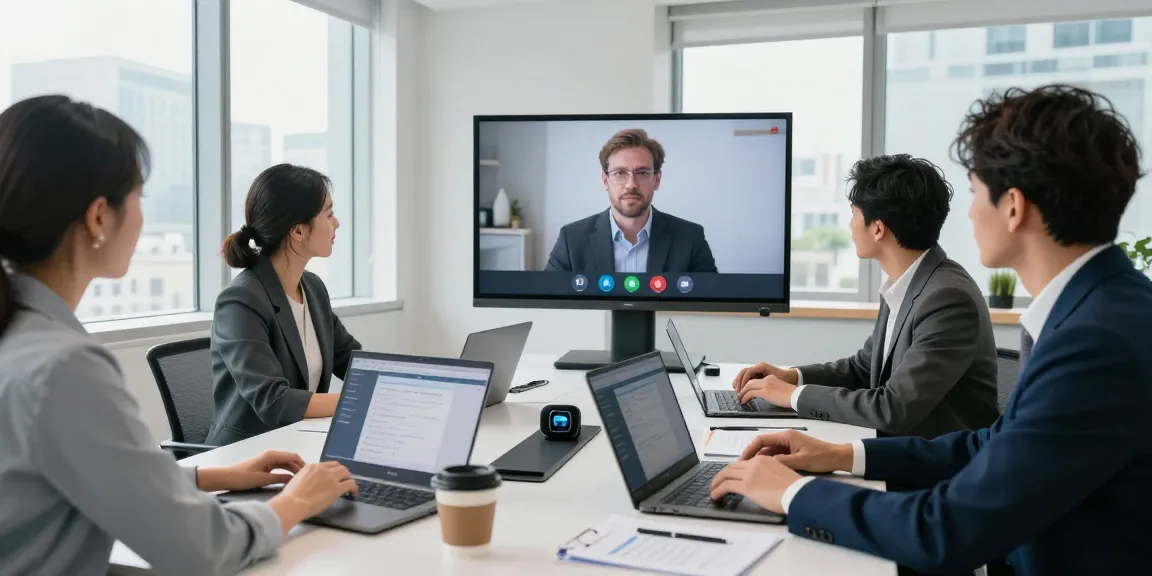 Team collaborating on remote call control solutions in a modern office setting.