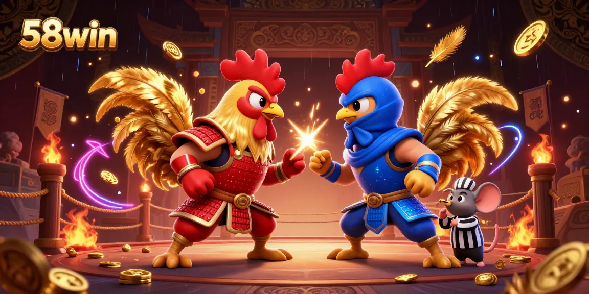 Experience the thrill of 58win as roosters battle in a dynamic 3D arena filled with excitement.