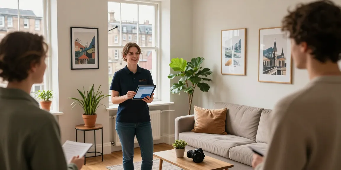 Airbnb co-host services Edinburgh in a stylish rental with engaged host welcoming guests.
