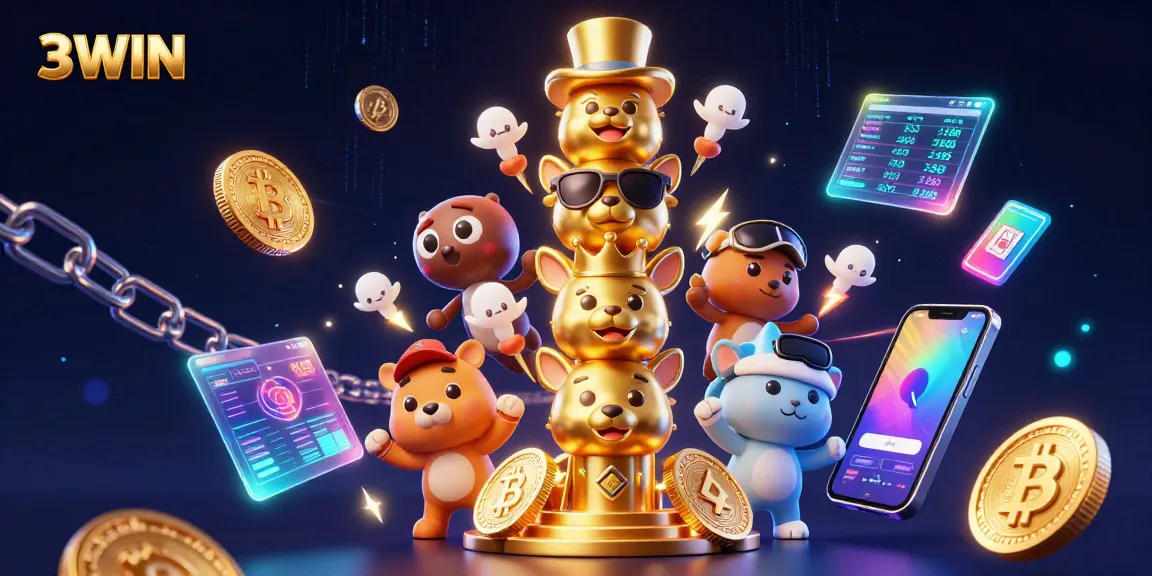 Engage with 3WIN's vibrant casino world through colorful elements and animated characters.