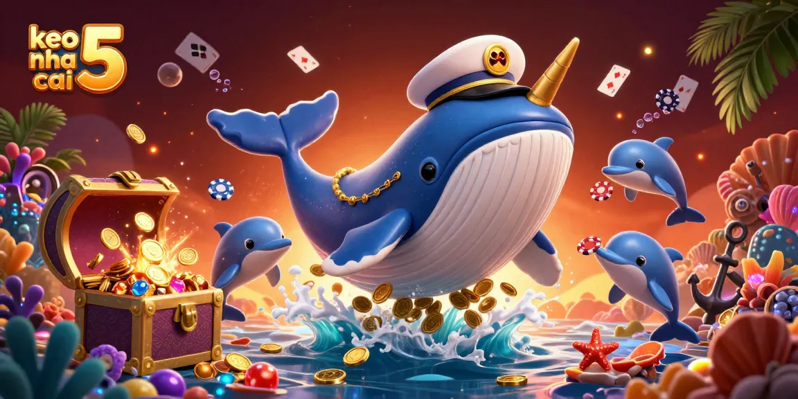 Experience the excitement of betting at keo nha cai 5 with playful dolphins and a majestic whale in an underwater casino.