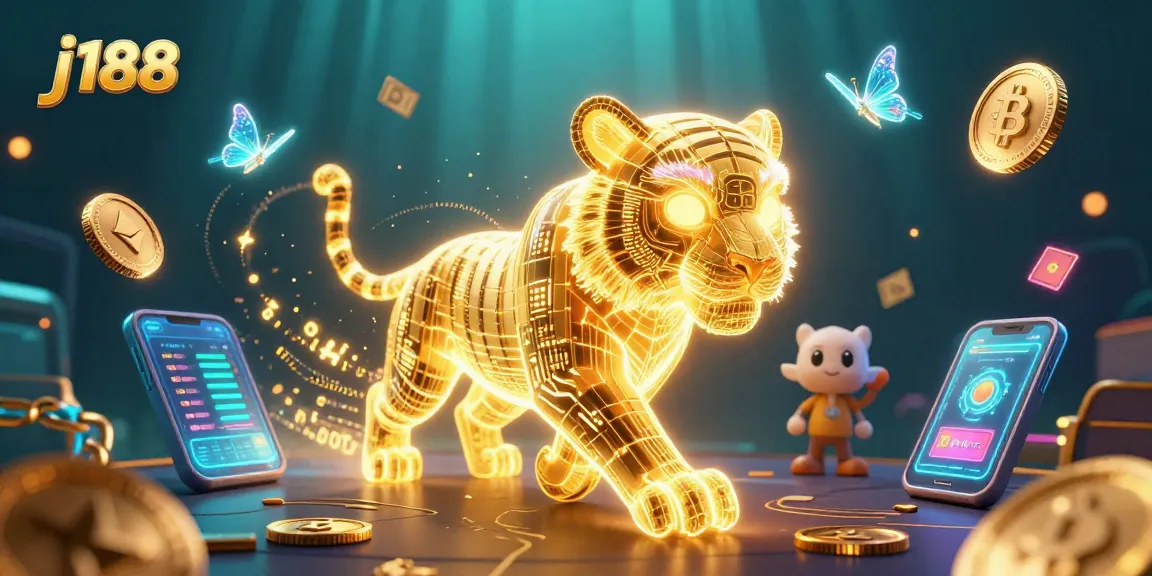 Experience thrilling j188 gameplay in a vibrant digital casino scene featuring neon elements and crypto symbols.