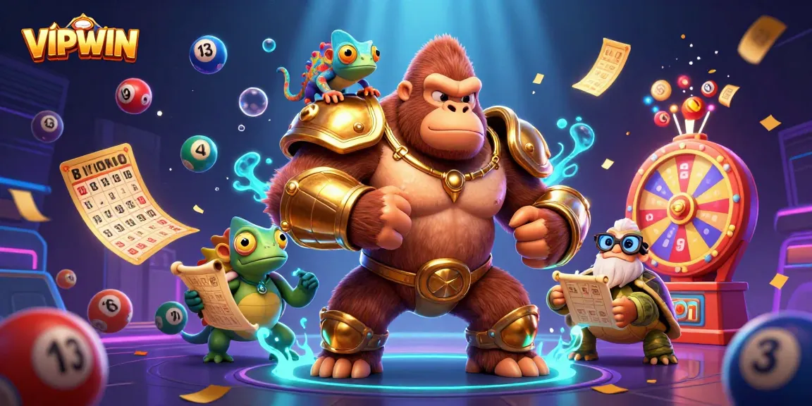 Experience the excitement of VIPWIN with vibrant lottery actions in this rich casino scene.